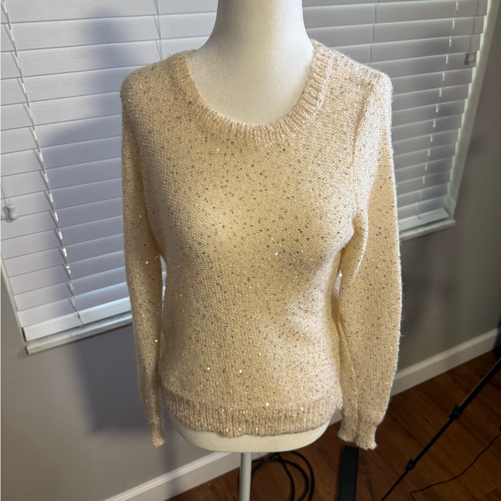 Ann Taylor Sparkling Cream Sweater